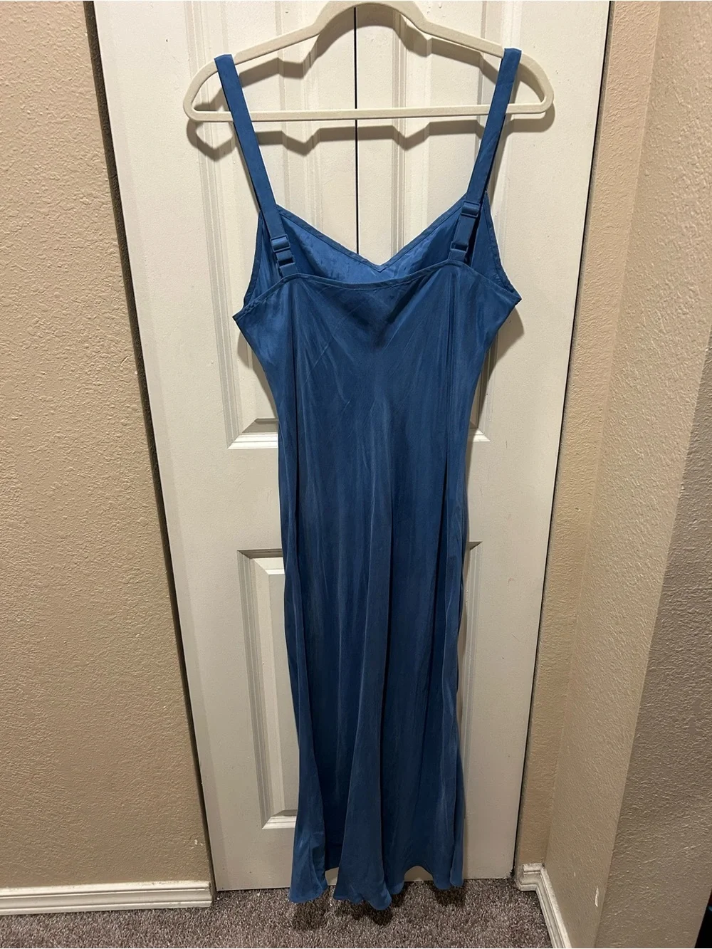 J.Crew Gwyneth Cupro-blend Slip Midi Dress Blue , size 12